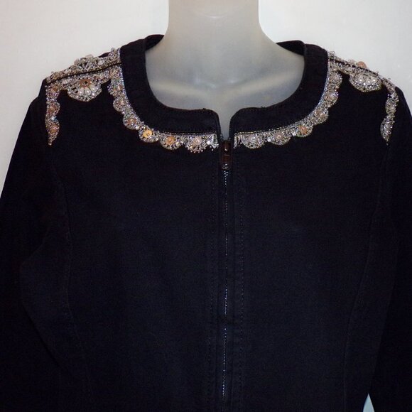 LUXE MODA Lavishly Embellished Black Jacket So Beautiful!! sz S - Picture 2 of 7